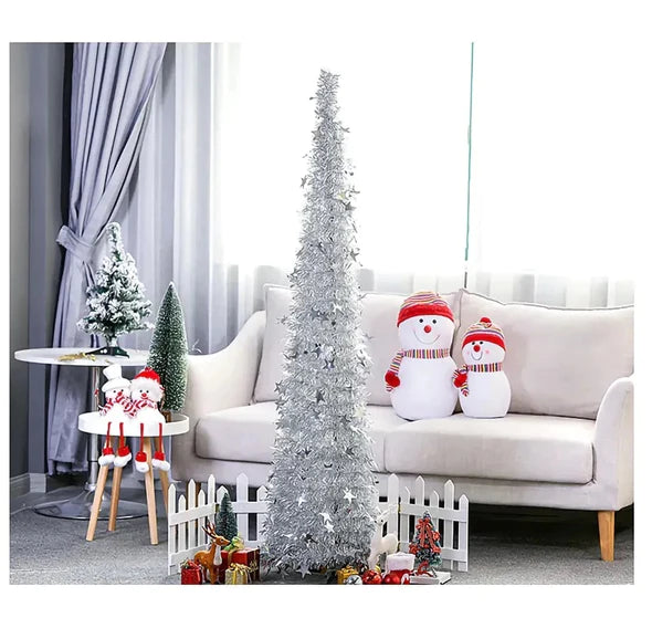 ÁRBOL DE NAVIDAD PLEGABLE RÁPIDO Y FÁCIL DE ARMAR + EXTENSIÓN NAVIDEÑA DE 200 BOMBILLOS