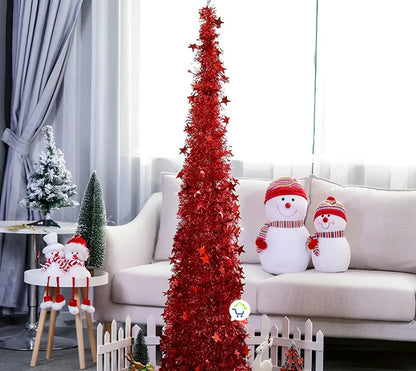 ÁRBOL DE NAVIDAD PLEGABLE RÁPIDO Y FÁCIL DE ARMAR + EXTENSIÓN NAVIDEÑA DE 200 BOMBILLOS